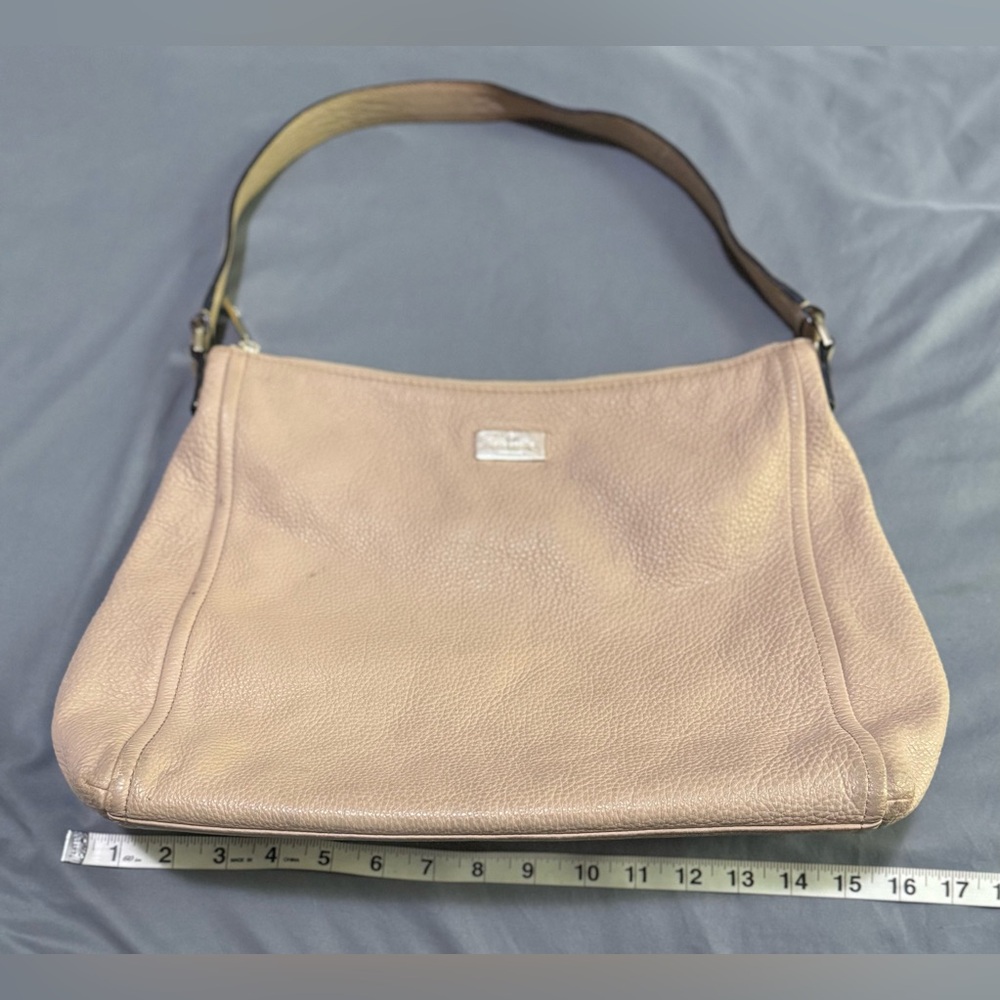 Kate Spade New York Beige Leather Pink Lined Zip Shoulder Tote Purse 15x11x4 - Picture 2 of 12